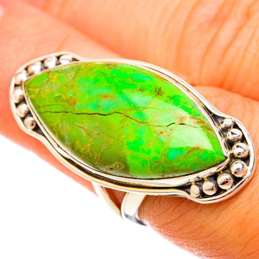 Green Copper Composite Turquoise Rings handcrafted by Ana Silver Co - RING121295