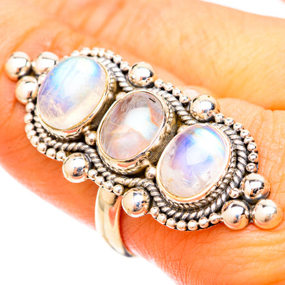 Rainbow Moonstone Rings handcrafted by Ana Silver Co - RING121319