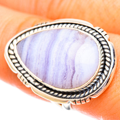 Blue Lace Agate Rings handcrafted by Ana Silver Co - RING121320