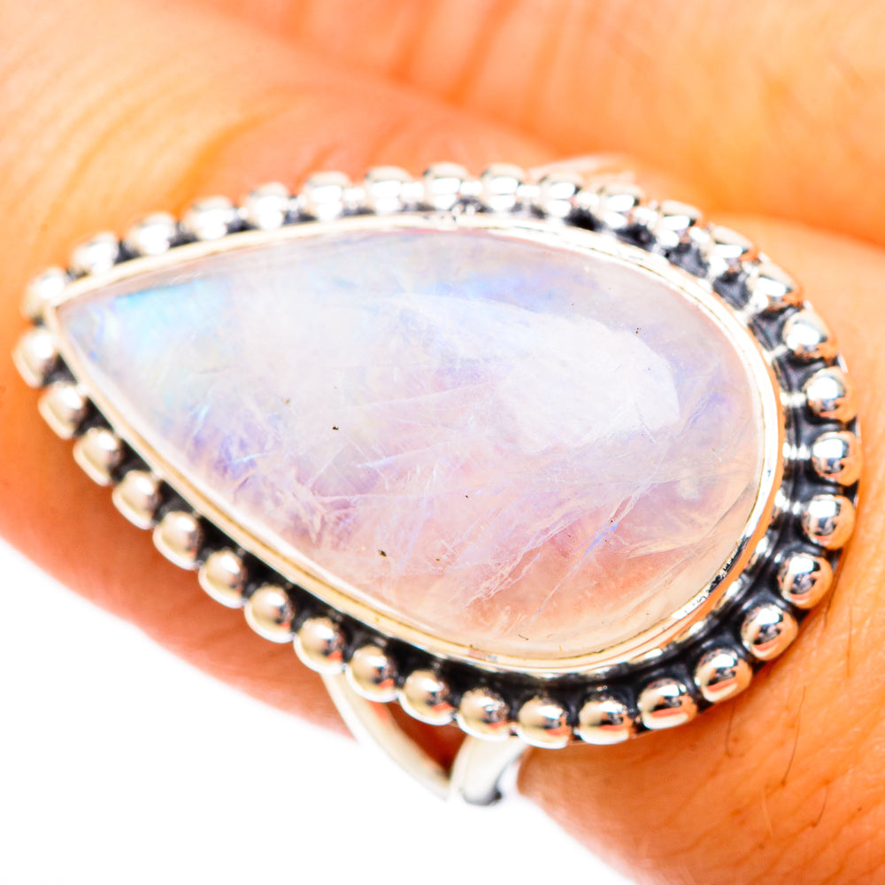 Rainbow Moonstone Rings handcrafted by Ana Silver Co - RING121321