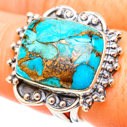 Blue Copper Composite Turquoise Rings handcrafted by Ana Silver Co - RING121334