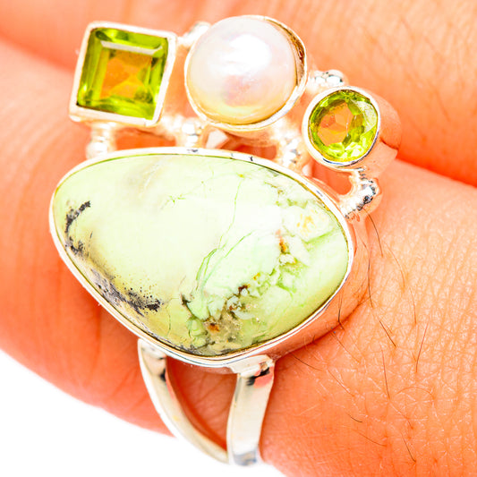 Lemon Chrysoprase Rings handcrafted by Ana Silver Co - RING121336
