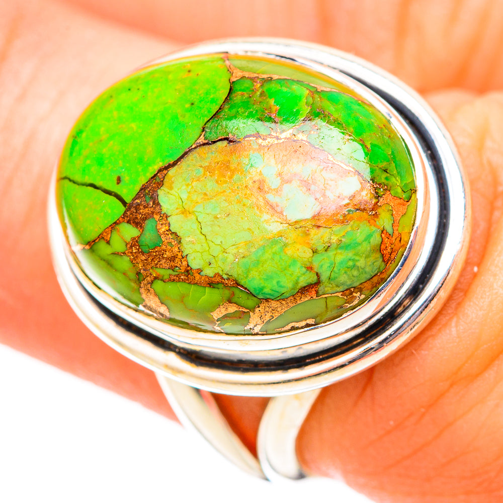 Green Copper Composite Turquoise Rings handcrafted by Ana Silver Co - RING121337