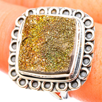 Spectro Pyrite Druzy Rings handcrafted by Ana Silver Co - RING121351