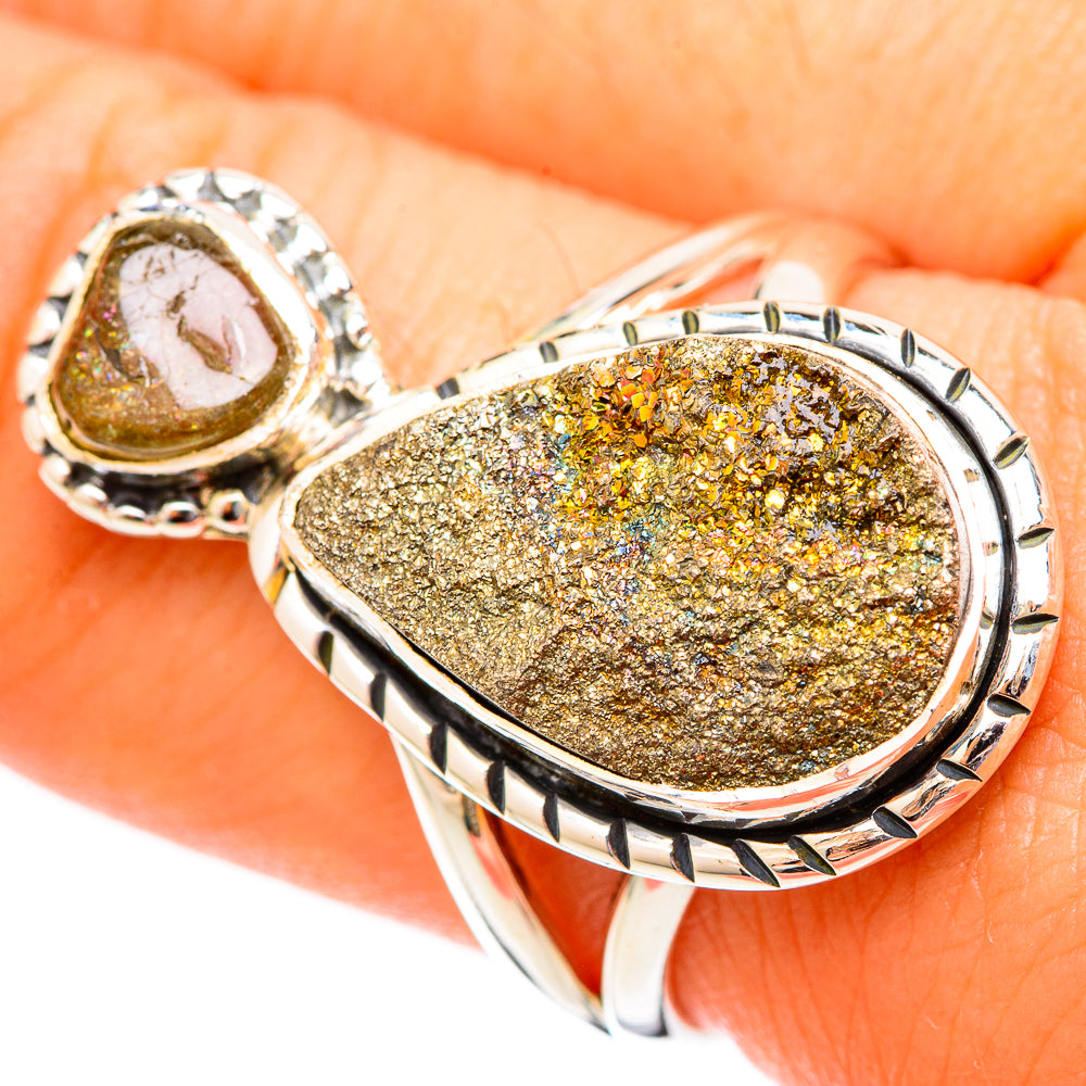 Spectro Pyrite Druzy Rings handcrafted by Ana Silver Co - RING121352