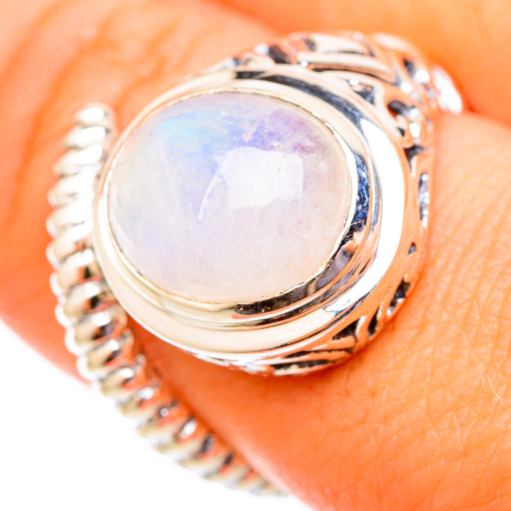 Rainbow Moonstone Rings handcrafted by Ana Silver Co - RING121355