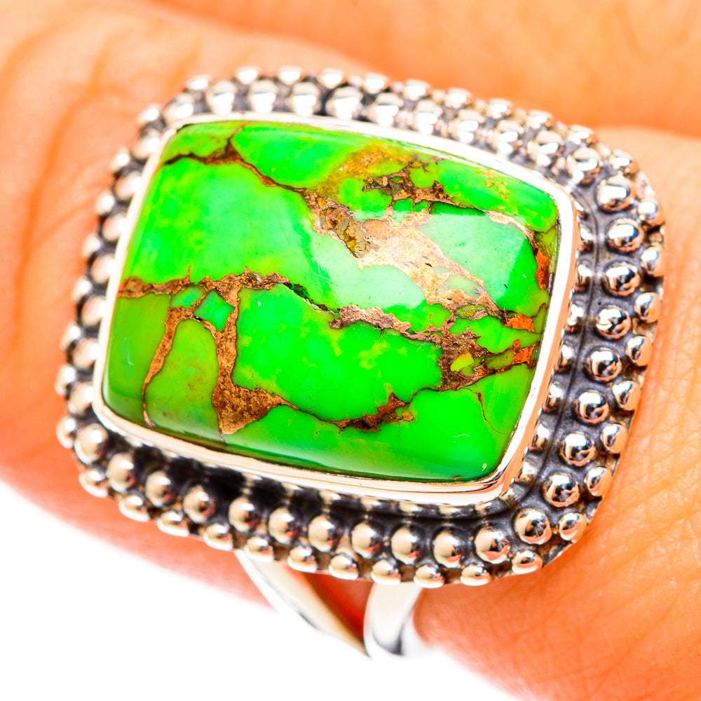 Green Copper Composite Turquoise Rings handcrafted by Ana Silver Co - RING121371