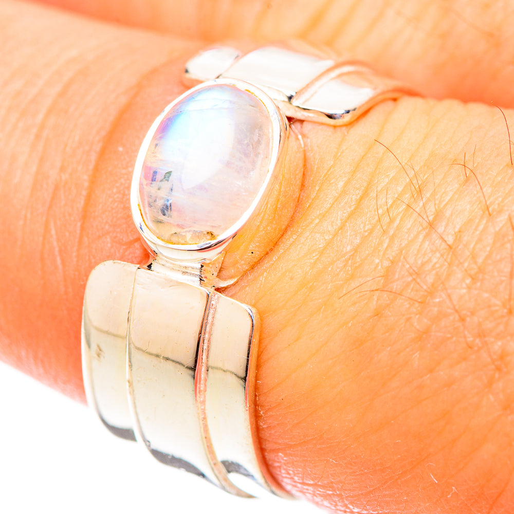 Rainbow Moonstone Rings handcrafted by Ana Silver Co - RING121389