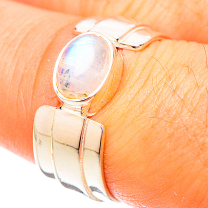 Rainbow Moonstone Rings handcrafted by Ana Silver Co - RING121389