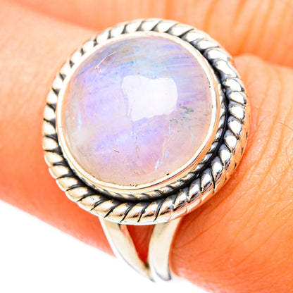 Rainbow Moonstone Rings handcrafted by Ana Silver Co - RING121390