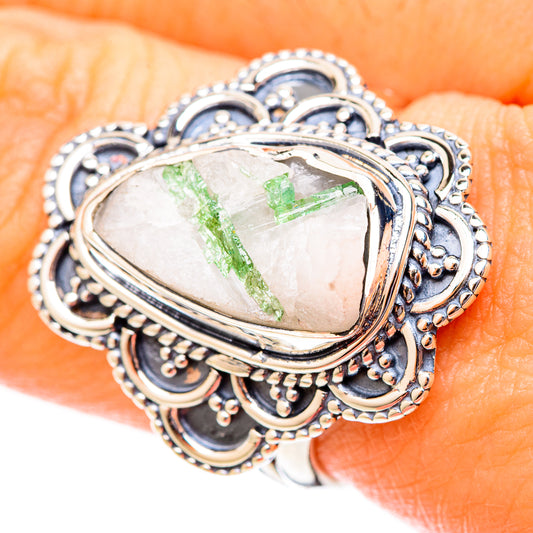 Green Tourmaline In Quartz Rings handcrafted by Ana Silver Co - RING121401