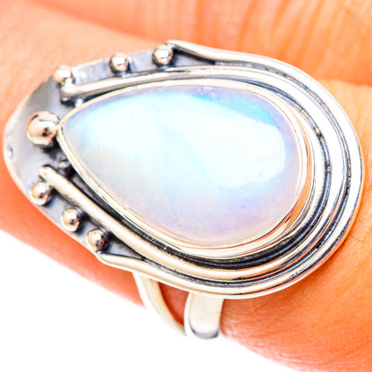 Rainbow Moonstone Rings handcrafted by Ana Silver Co - RING121418