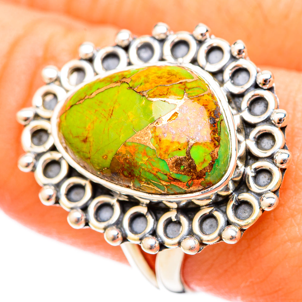 Green Copper Composite Turquoise Rings handcrafted by Ana Silver Co - RING121433