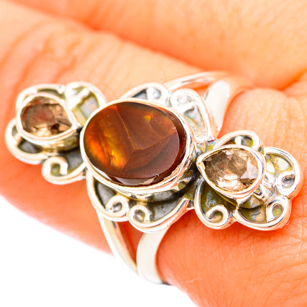 Mexican Fire Agate Rings handcrafted by Ana Silver Co - RING121436