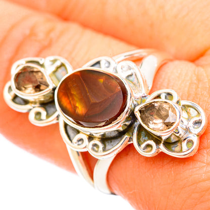 Mexican Fire Agate Rings handcrafted by Ana Silver Co - RING121436