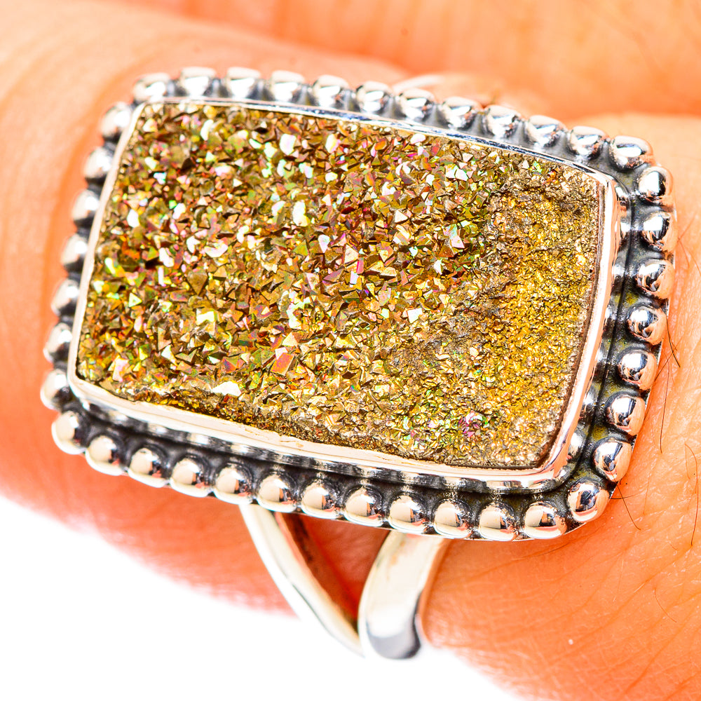 Spectro Pyrite Druzy Rings handcrafted by Ana Silver Co - RING121444