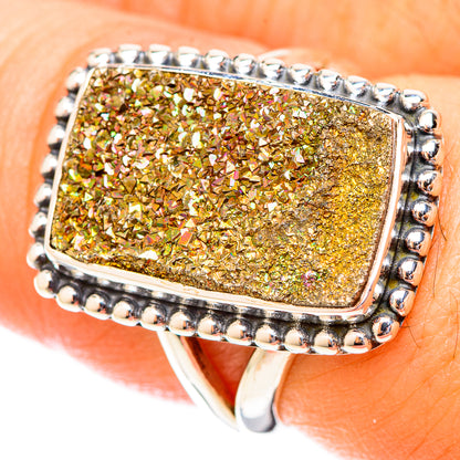 Spectro Pyrite Druzy Rings handcrafted by Ana Silver Co - RING121444