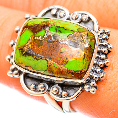 Green Copper Composite Turquoise Rings handcrafted by Ana Silver Co - RING121461