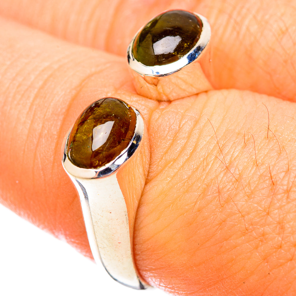 Green Tourmaline Rings handcrafted by Ana Silver Co - RING121468