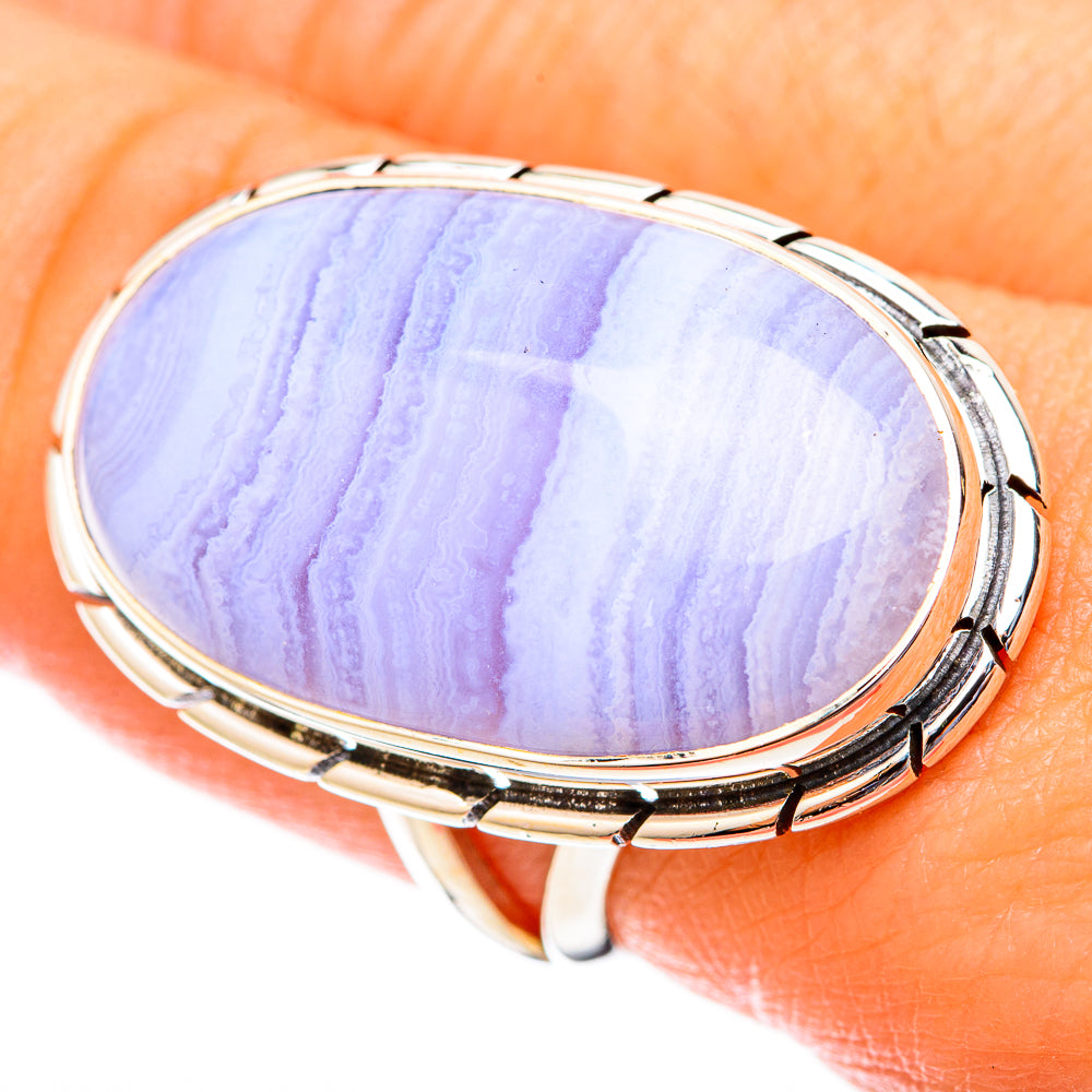 Blue Lace Agate Rings handcrafted by Ana Silver Co - RING121488