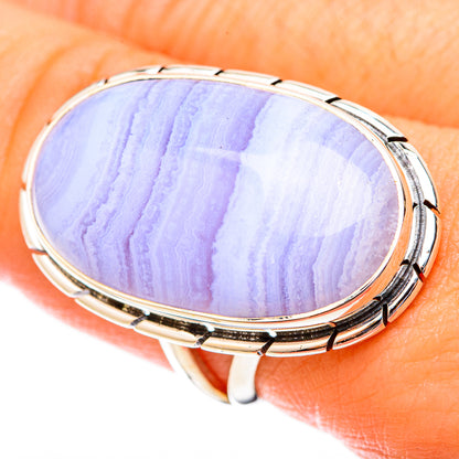 Blue Lace Agate Rings handcrafted by Ana Silver Co - RING121488