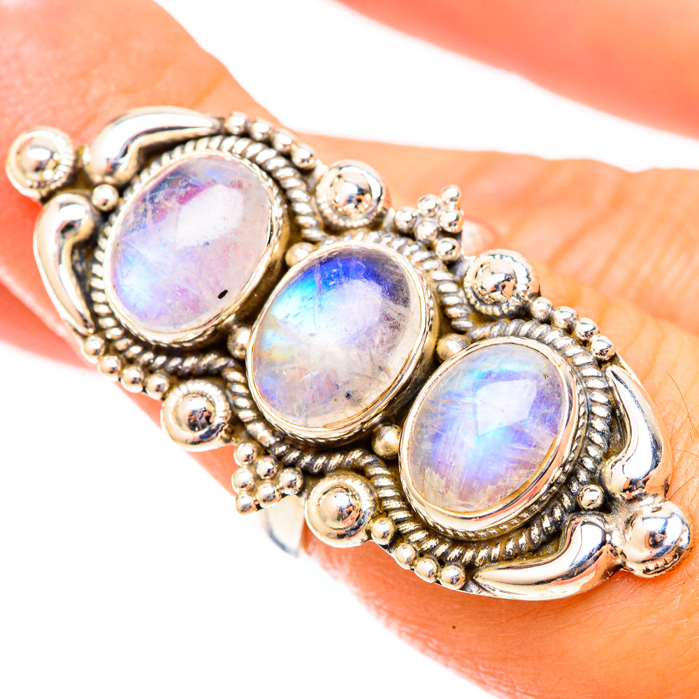 Rianbow Moonstone Rings handcrafted by Ana Silver Co - RING121489
