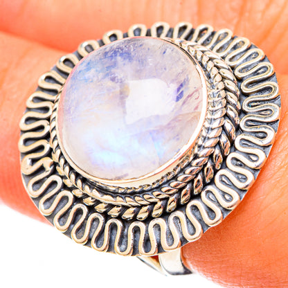 Rainbow Moonstone Rings handcrafted by Ana Silver Co - RING121491