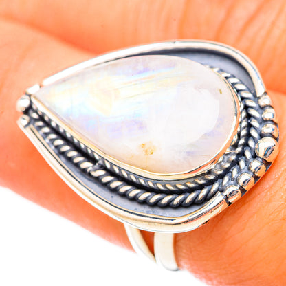 Rainbow Moonstone Rings handcrafted by Ana Silver Co - RING121492