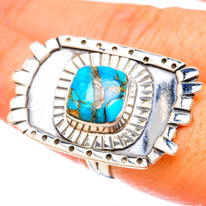 Blue Copper Composite Turquoise Rings handcrafted by Ana Silver Co - RING121505