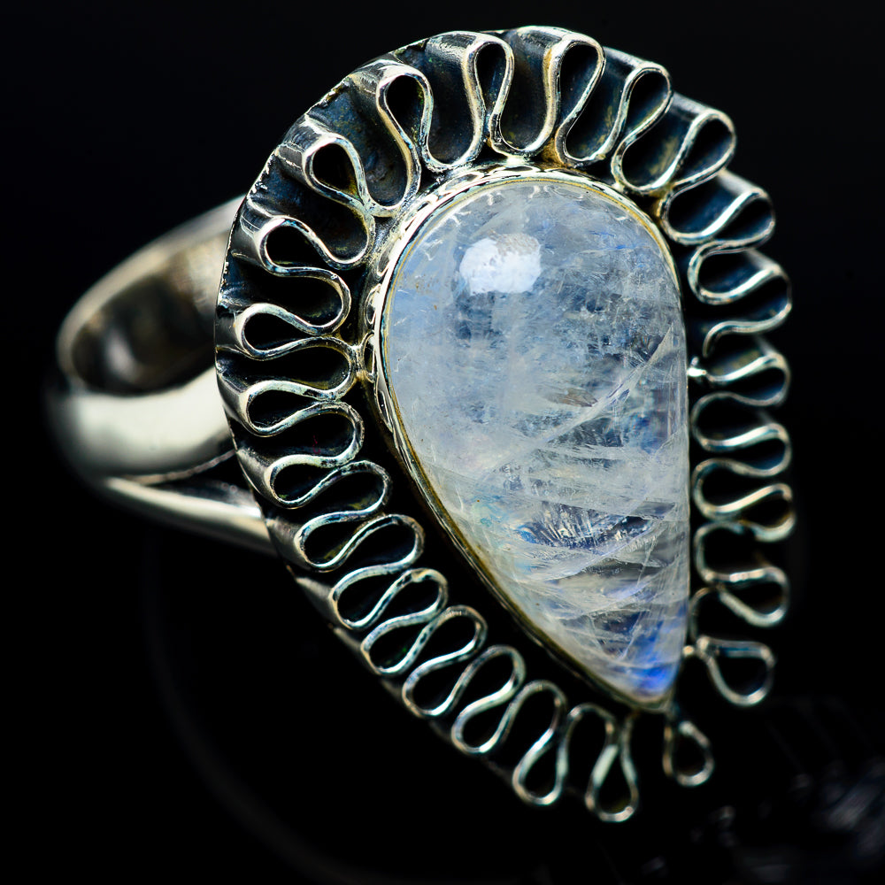 Rainbow Moonstone Rings handcrafted by Ana Silver Co - RING12150
