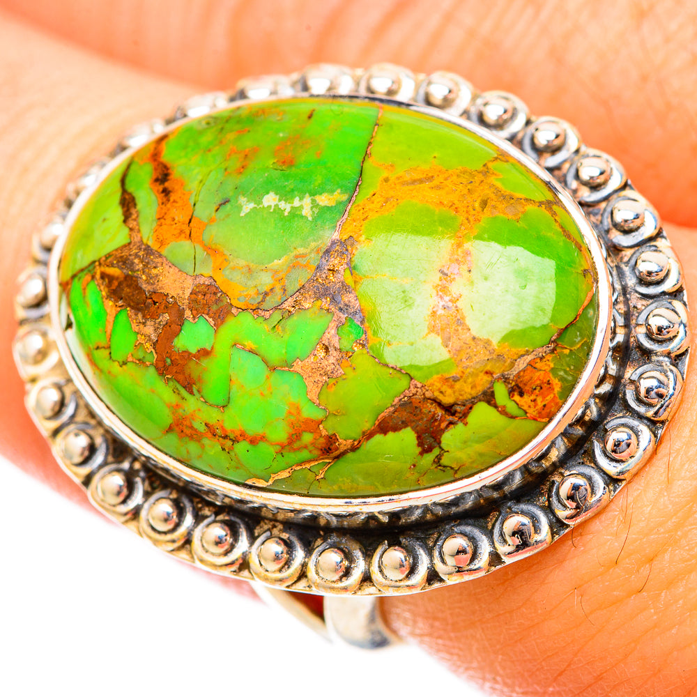 Green Copper Composite Turquoise Rings handcrafted by Ana Silver Co - RING121516