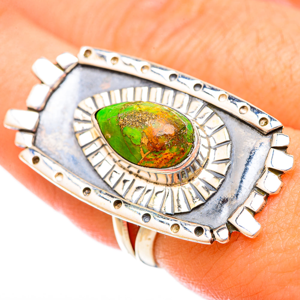 Green Copper Composite Turquoise Rings handcrafted by Ana Silver Co - RING121517