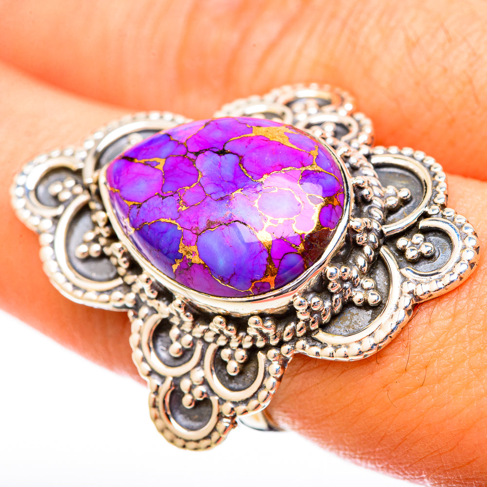 Purple Copper Composite Turquoise Rings handcrafted by Ana Silver Co - RING121535