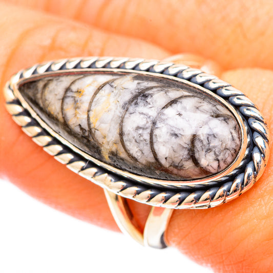 Orthoceras Fossil Rings handcrafted by Ana Silver Co - RING121538