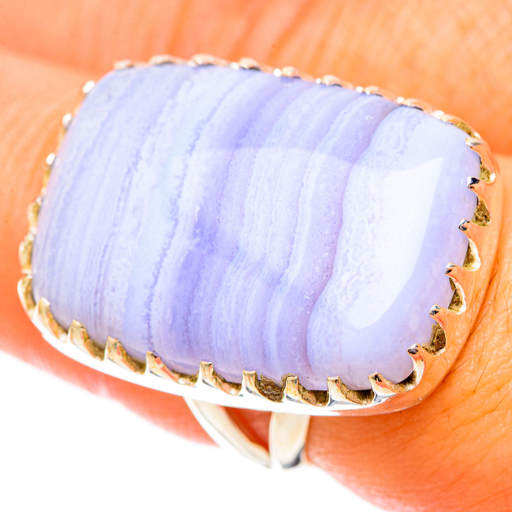 Blue Lace Agate Rings handcrafted by Ana Silver Co - RING121542