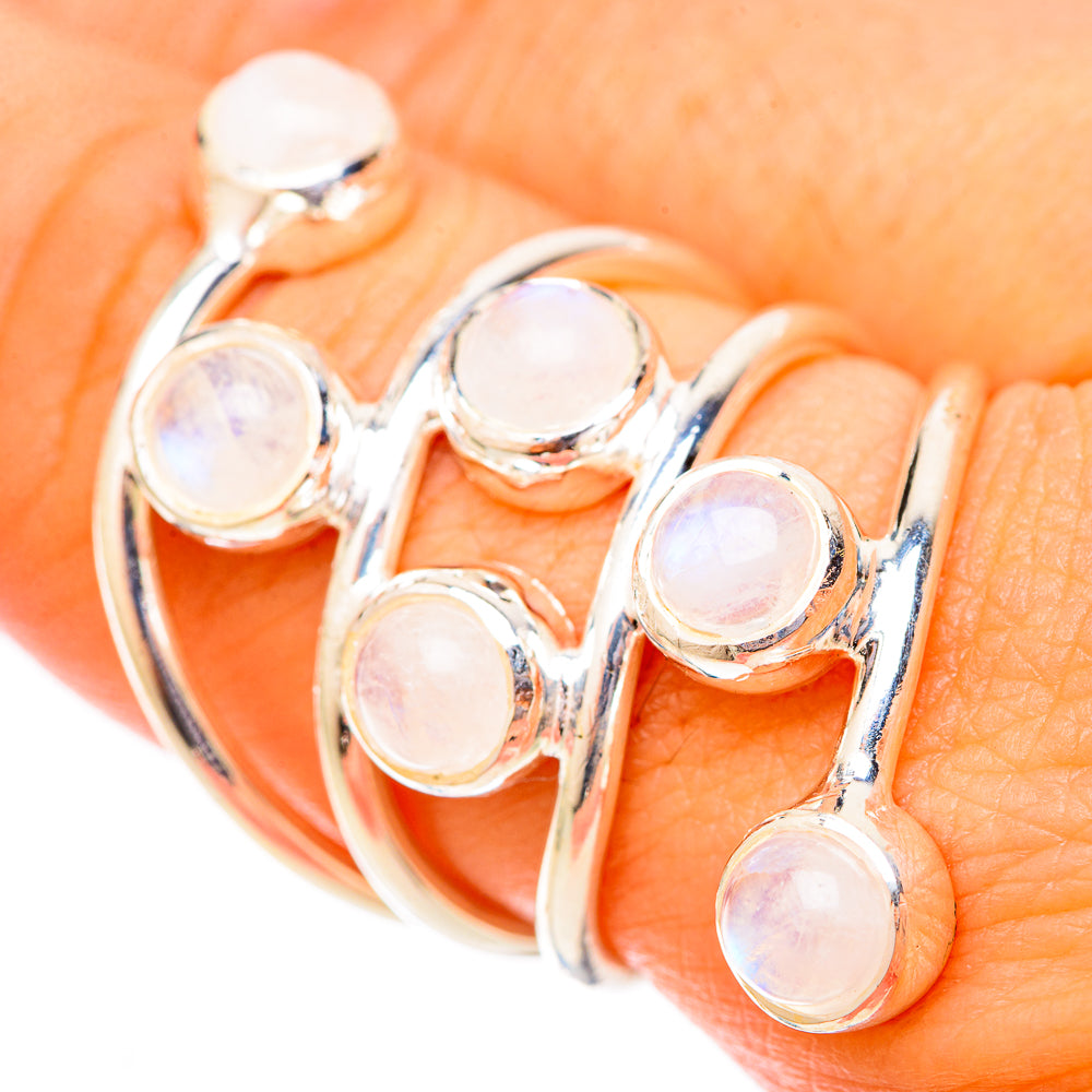 Rainbow Moonstone Rings handcrafted by Ana Silver Co - RING121543