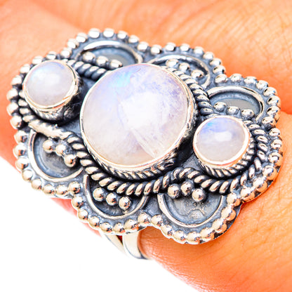 Rainbow Moonstone Rings handcrafted by Ana Silver Co - RING121544