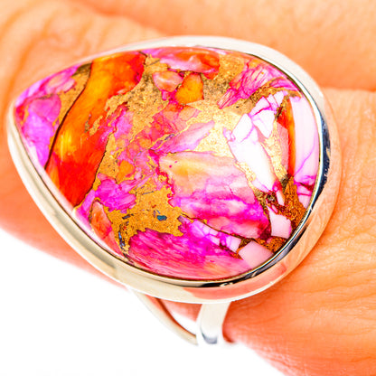 Kingman Pink Dahlia Turquoise Rings handcrafted by Ana Silver Co - RING121546