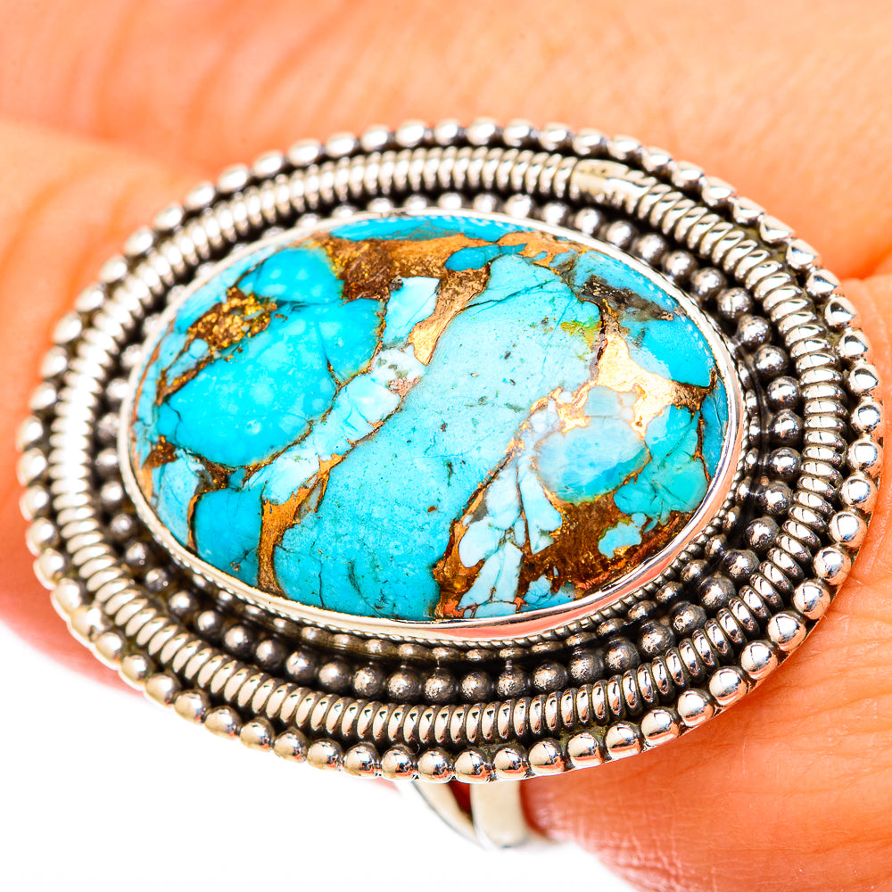 Blue Copper Composite Turquoise Rings handcrafted by Ana Silver Co - RING121558