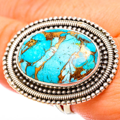 Blue Copper Composite Turquoise Rings handcrafted by Ana Silver Co - RING121558