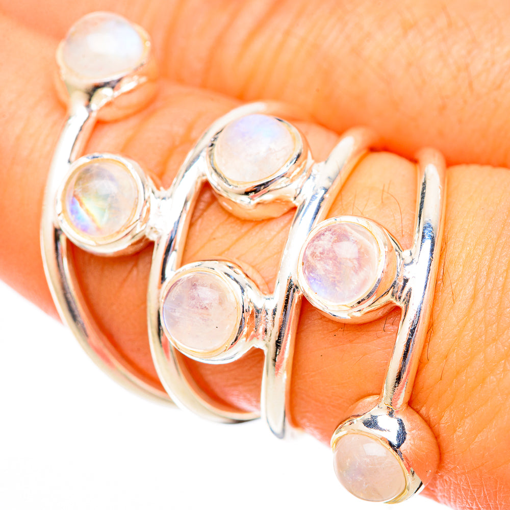 Rainbow Moonstone Rings handcrafted by Ana Silver Co - RING121581