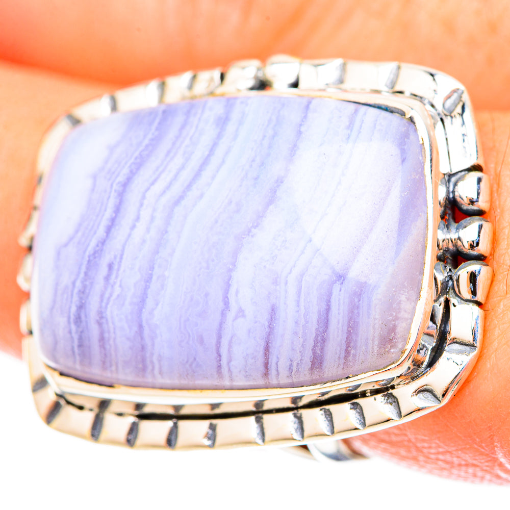 Blue Lace Agate Rings handcrafted by Ana Silver Co - RING121582