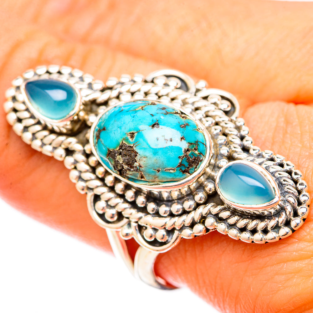 Blue Copper Composite Turquoise Rings handcrafted by Ana Silver Co - RING121599