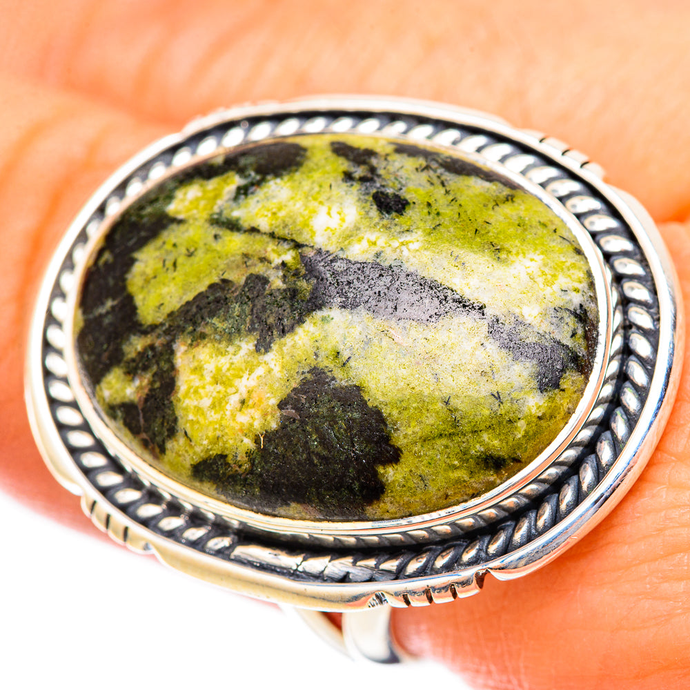 Serpentine Stone Rings handcrafted by Ana Silver Co - RING121615