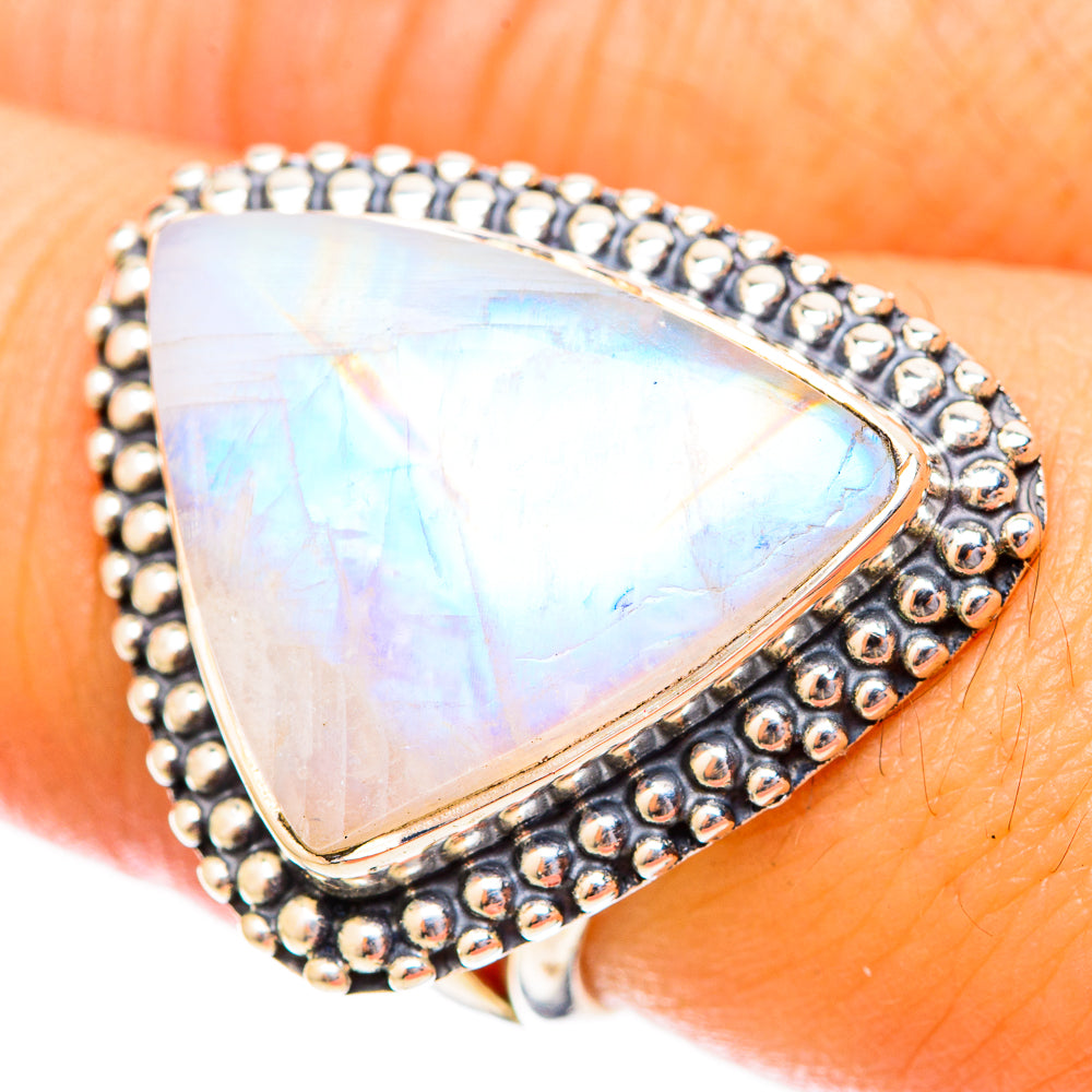 Rainbow Moonstone Rings handcrafted by Ana Silver Co - RING121630