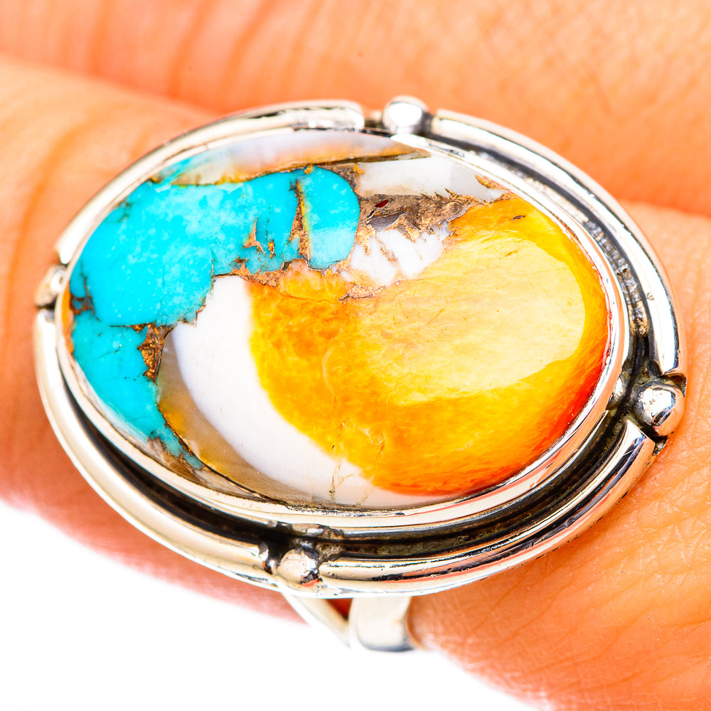 Blue Copper Composite Turquoise Rings handcrafted by Ana Silver Co - RING121634