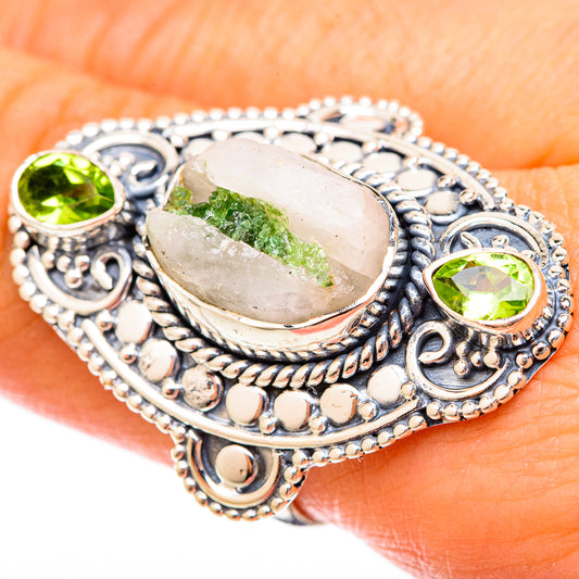 Green Tourmaline In Quartz Rings handcrafted by Ana Silver Co - RING121638