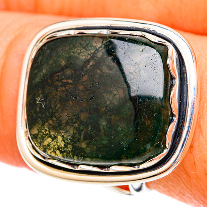 Green Moss Agate Rings handcrafted by Ana Silver Co - RING121648
