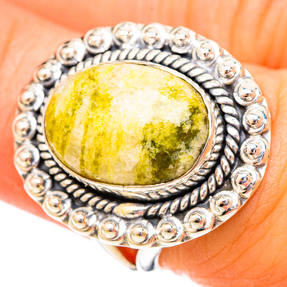 African Green Opal Rings handcrafted by Ana Silver Co - RING121649