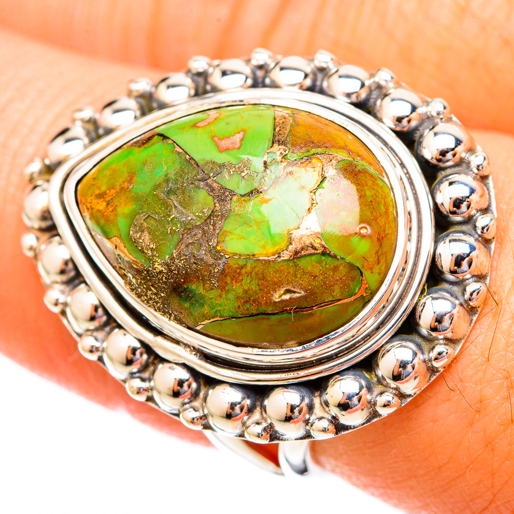 Green Copper Composite Turquoise Rings handcrafted by Ana Silver Co - RING121650